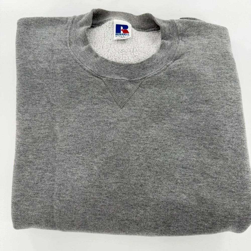 Russell Athletic Sweatshirt Crewneck Pullover Vintage 90s Unisex XLT Gray Blank